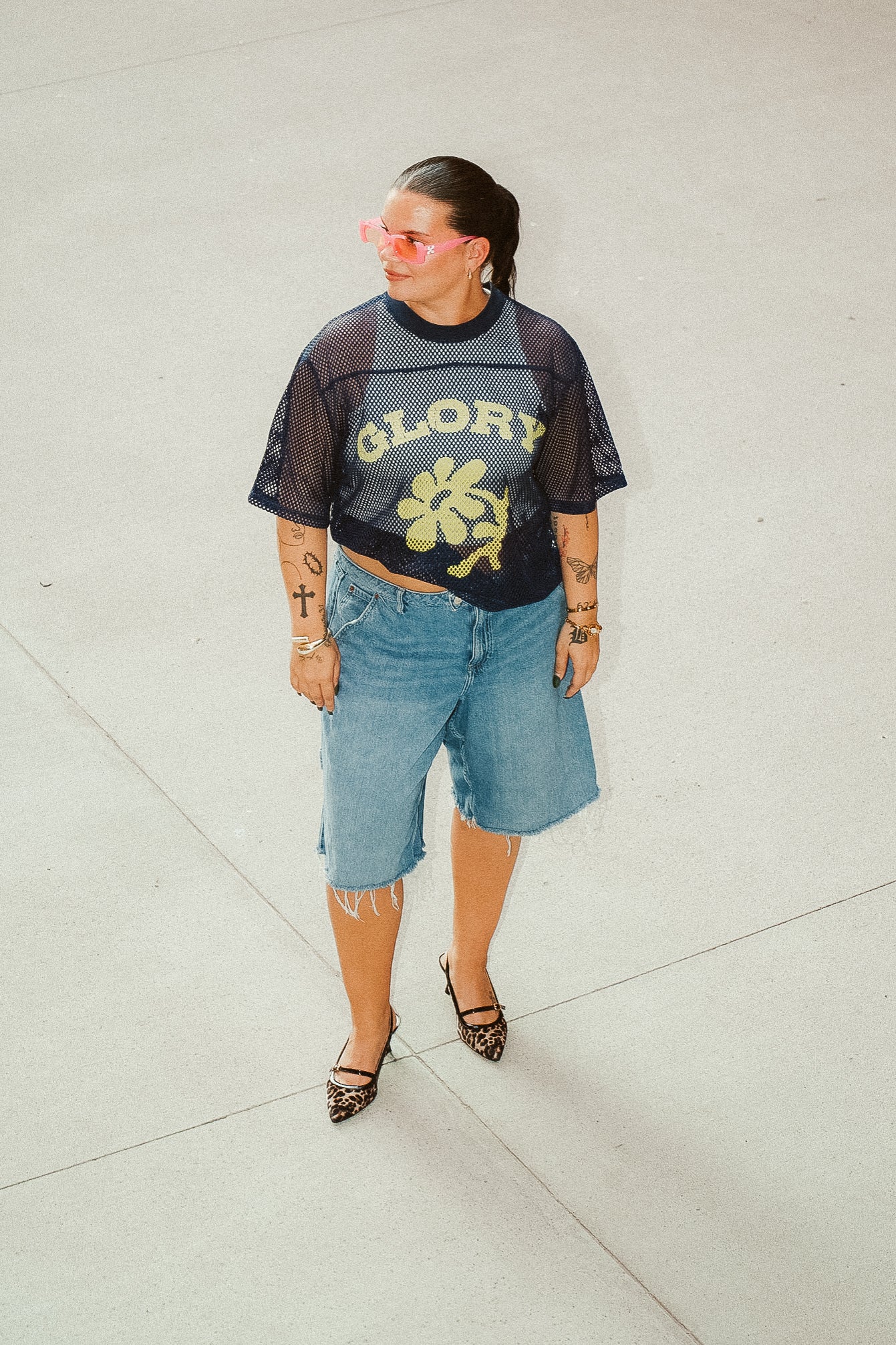 'GLORIA' Navy Mesh Jersey