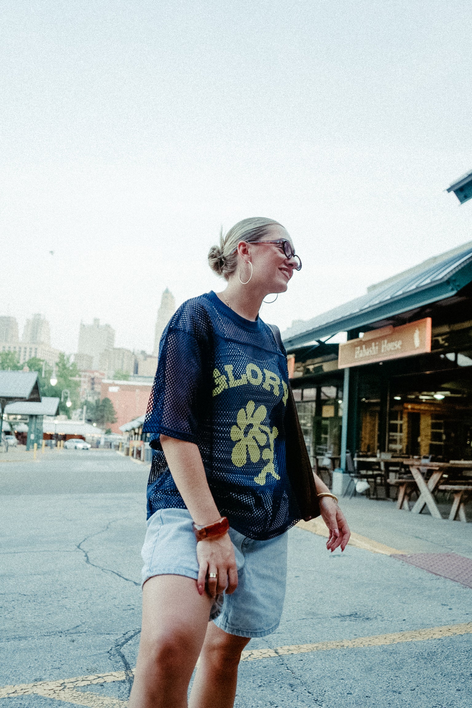 'GLORIA' Navy Mesh Jersey
